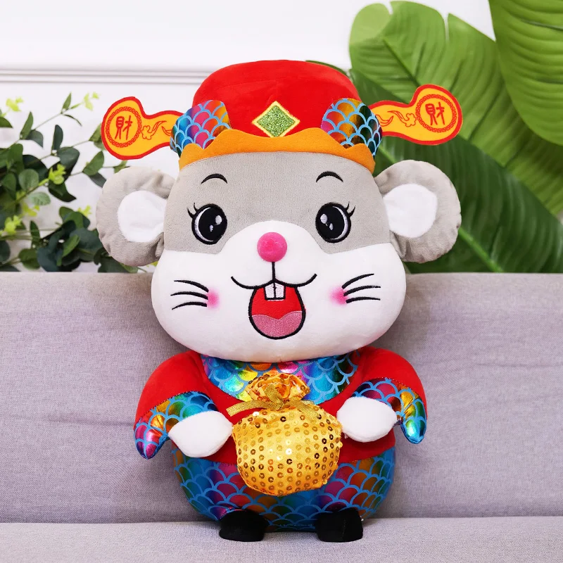 Милый новогодний мышонок плюшевая игрушка Китайский Зодиак крыса кукла Doft Бог
