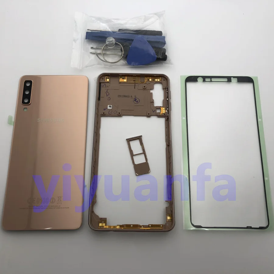 Чехол для samsung Galaxy A7, A750, A750F, задняя крышка, стеклянная дверь, полный корпус, чехол, A750, средняя рамка, наклейка