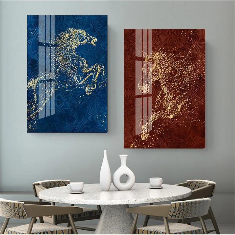 Животные искусство бега картина холст с изображением лошадей ROS настенное