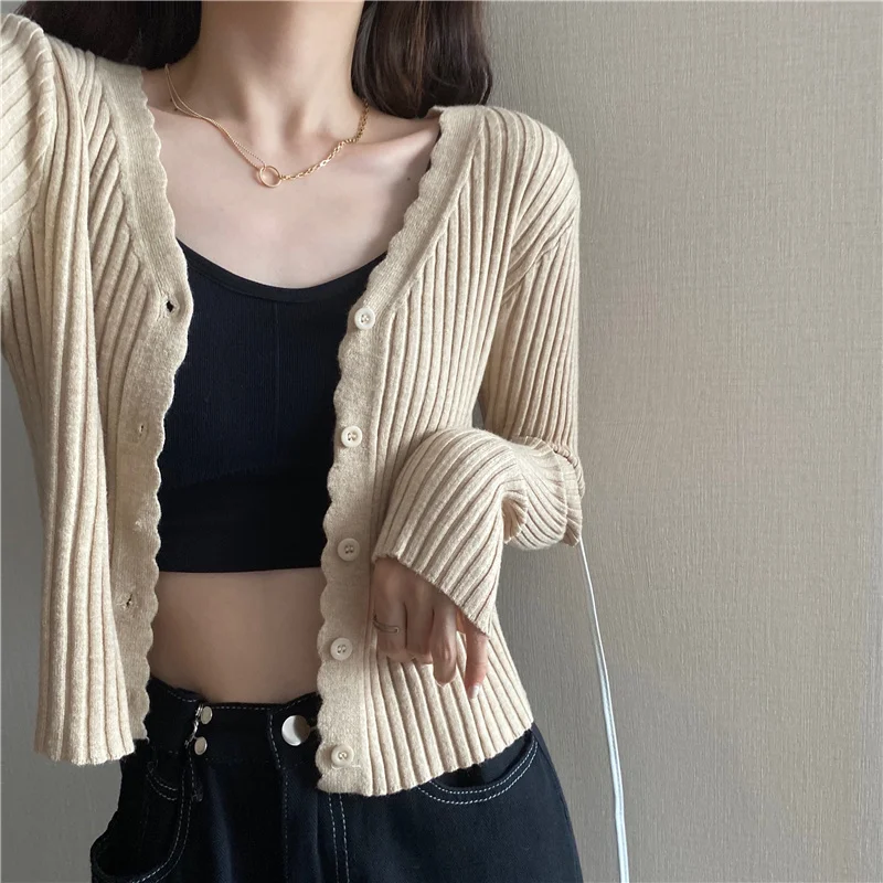 Вязаный Unif кардиган шикарный нежный ветрозащитный топ с коротким рукавом и