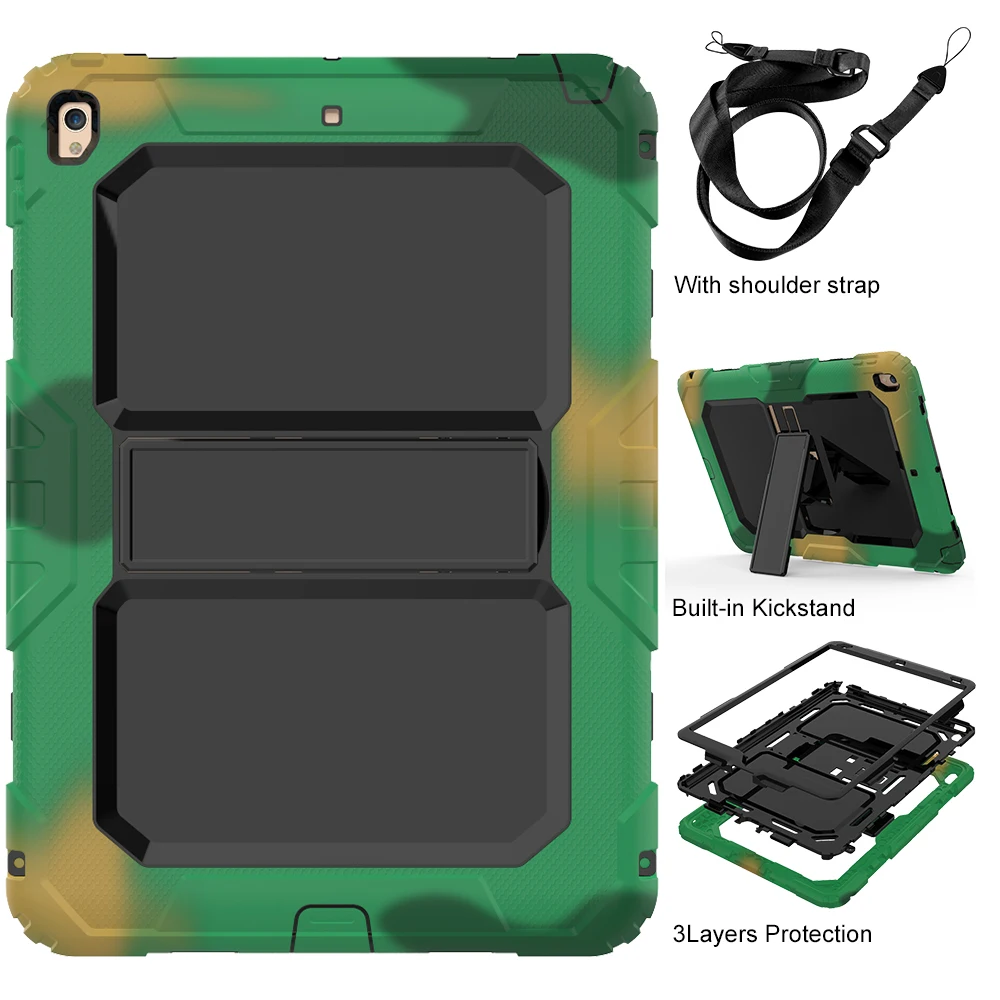 5 Kids Shockproof Case for iPad Air 3 Pro 10.5 Coque Three Layer Shockproof Rugged Case 360 Degree Hand Shoulder Strap Cover - Цвет: 5