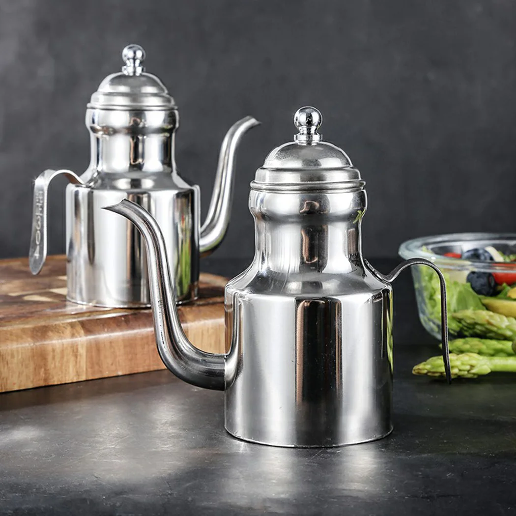 

310ML Stainless Steel Drip Free Pouring Kitchen Cooking With Handle Storage Pot Oil Dispenser Bottle Restaurant Seasoning