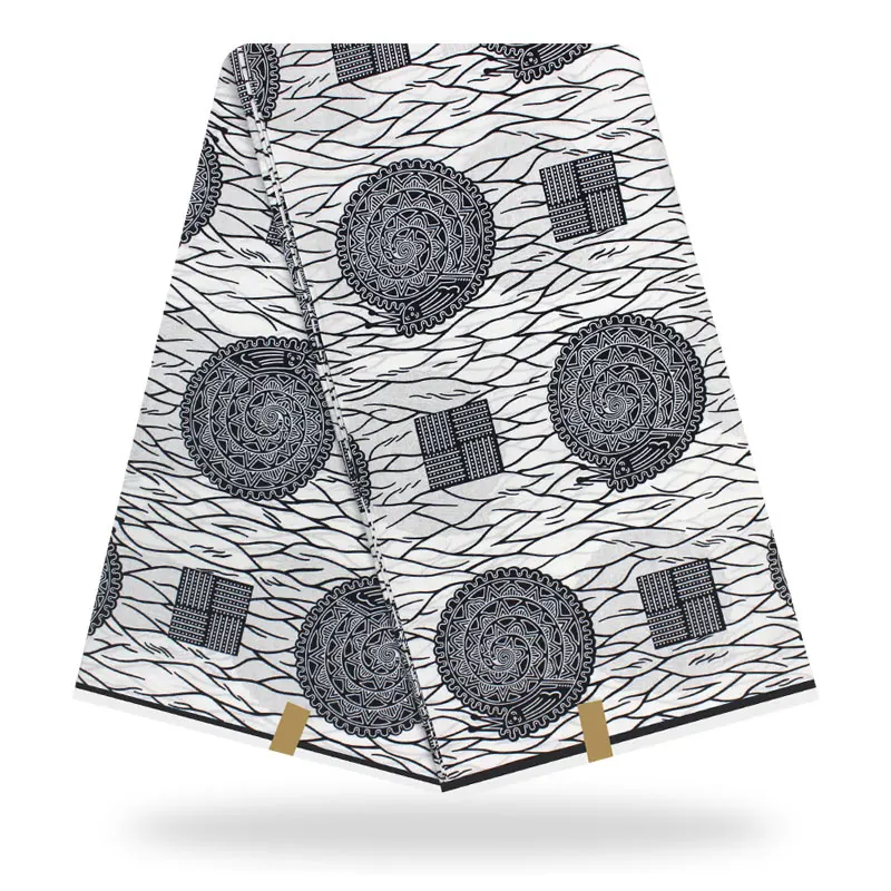 Черно белая 6 ярдов голландский Африканский вощеная ткань высококачественный