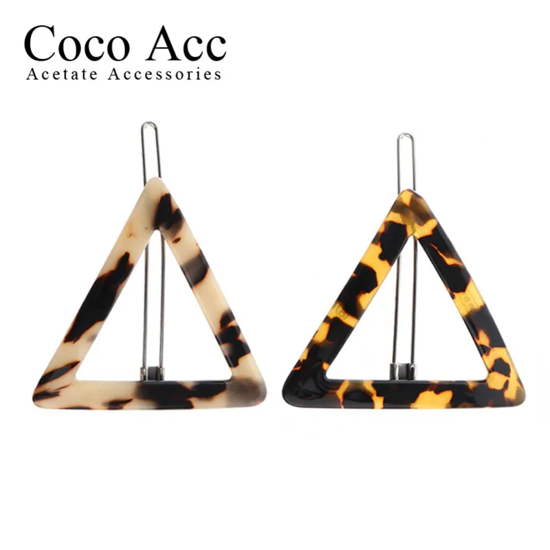 

Оптовая продажа простые классические Черепаховые раковины геометрические треугольные ацетатные заколки для волос аксессуары с челкой
