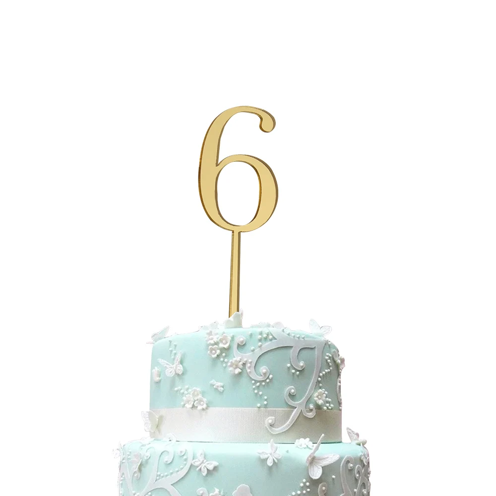 6 3pcs 1/3 шт цветные акриловые из метала золотого цвета номер торт Топпер Baby Shower Детские сувениры на день рождение подарки инструменты для украшения праздника вечерние поставки - Цвет: 6 3pcs