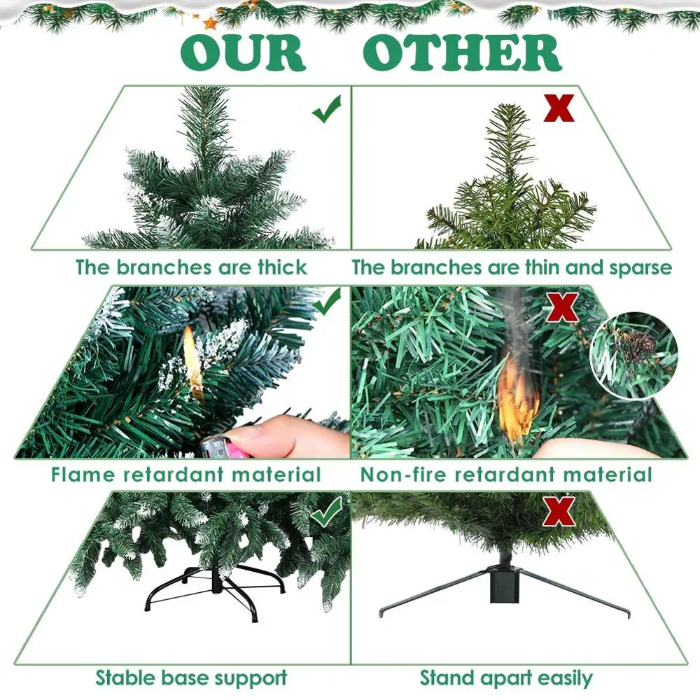 OurWarm 6 футов поддельная искусственная Флокированная Рождественская елка со