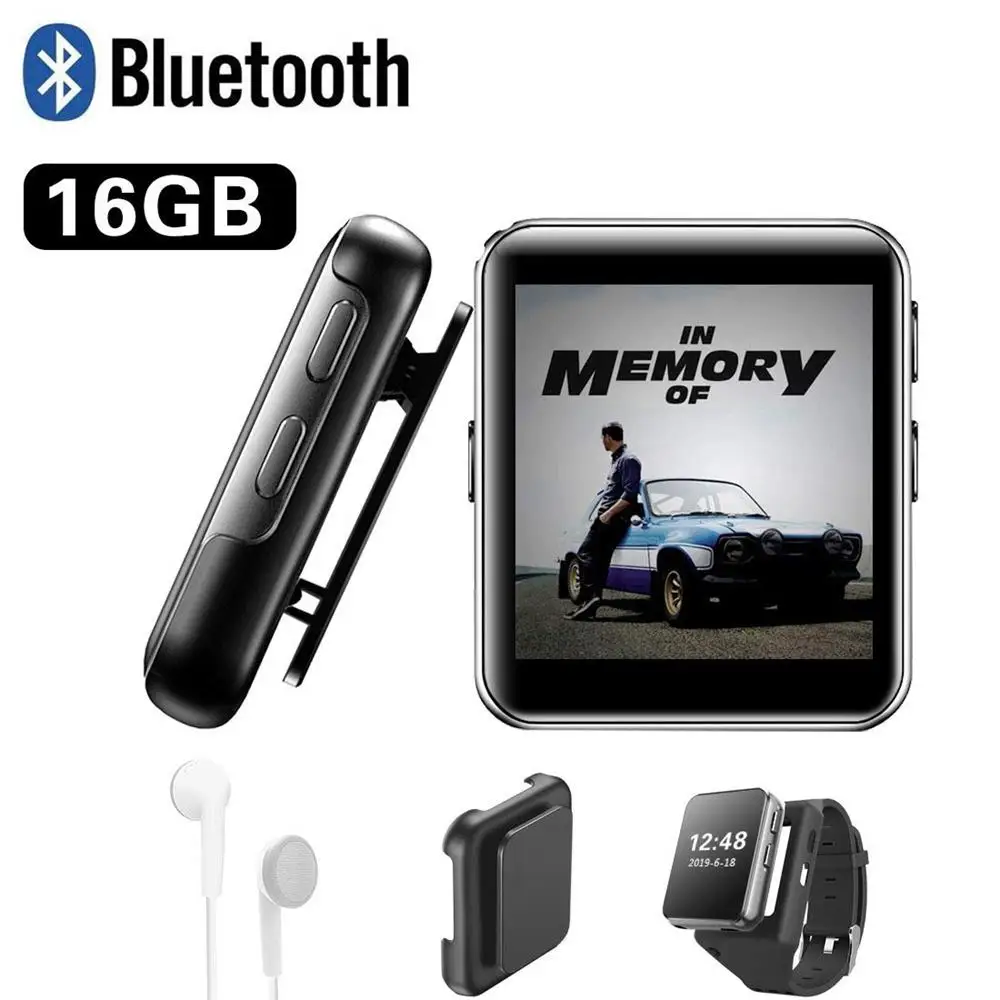 MP4 плеер Bluetooth 4 2 с клипсой 8 ГБ/16 ГБ сенсорный экран Hi Fi металлический видео FM радио