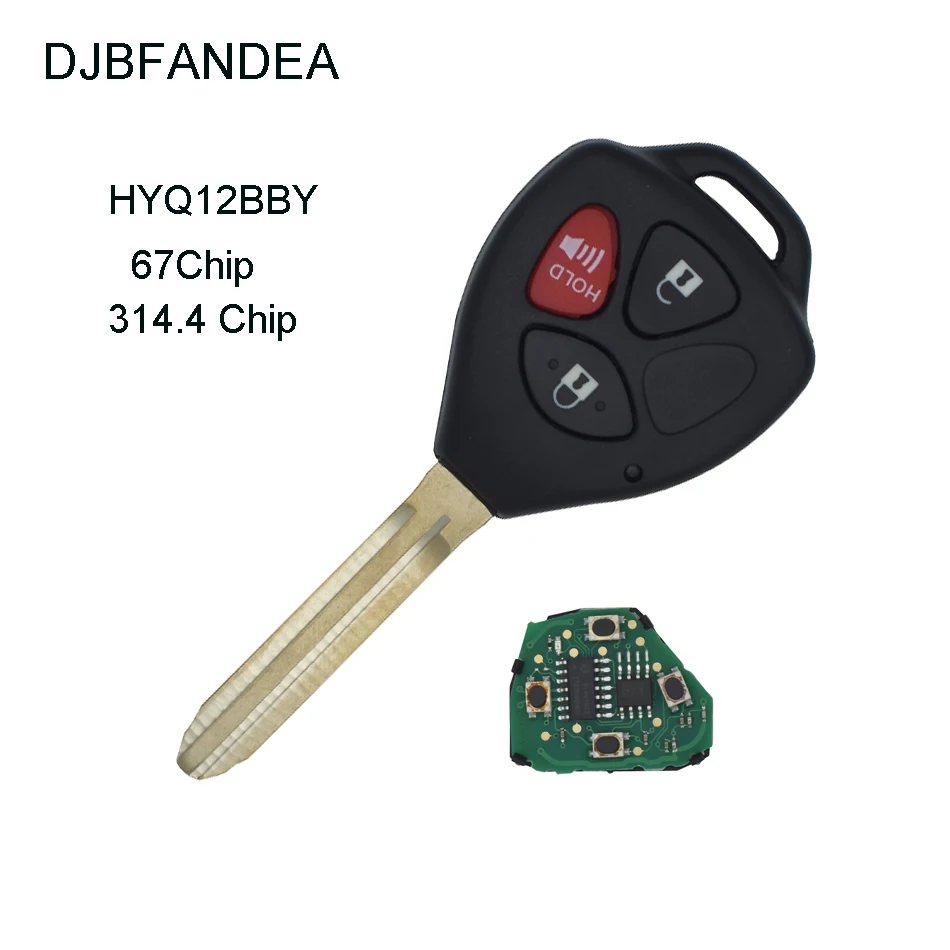 DJBFANDEA 3Buttons Remote Car Key Fob For Toyota HYQ12BBY Camry RAV4 4RUNNER XB 2006-2011 With 4D67 Chip 313.4MHz Uncut Blade | Автомобили