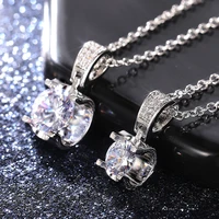 jk luxury solitaire band wedding pendant necklace crystal round cubic zirconia dazzling high quality women statement jewelry