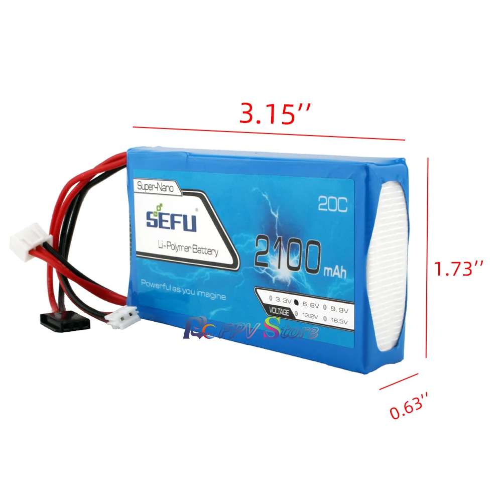 Bater&iacute;a de Control de pistola Futaba, 2100mAh, 20C, 6,6 V, 2S, receptor de fosfato para 3pv, t14sg, 8j, 10J, 4pk, 4PX, 4pv, 4, pm, 7px, 4PLS, 16SZ-2