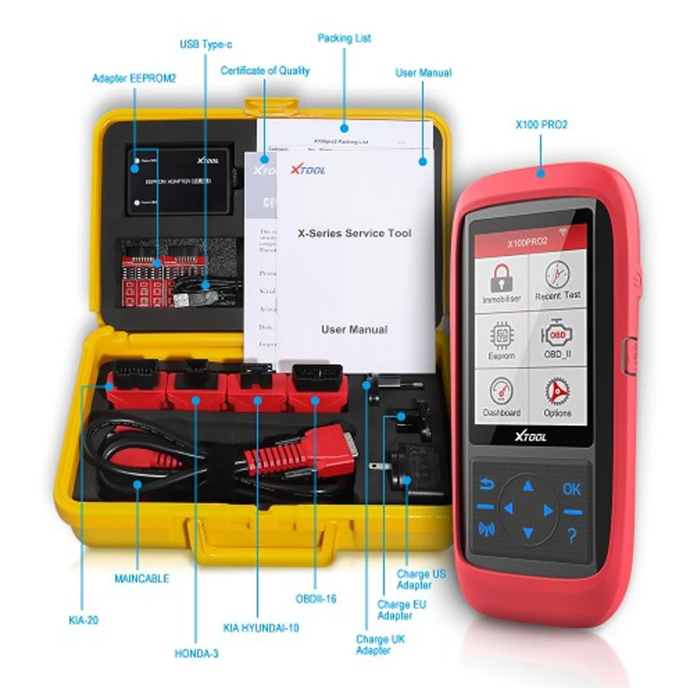 XTOOL X100 Pro2 Авто ключевой программист с EEPROM адаптер Поддержка пройденное