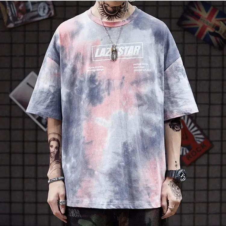 

2021 new Korean fashion short sleeve T-shirt men's ins loose bat shirt half sleeve student five-point sleeve