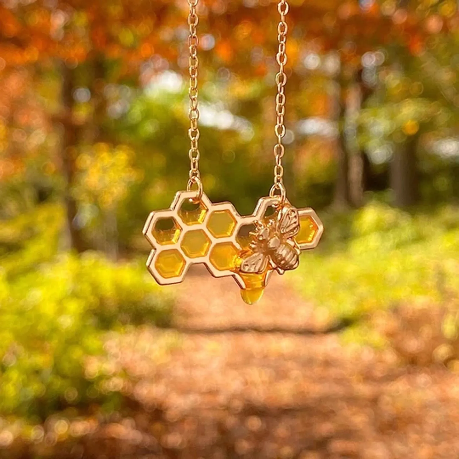 Серебряная и Золотая Пчела на сотах ожерелья подвески модное геометрическое