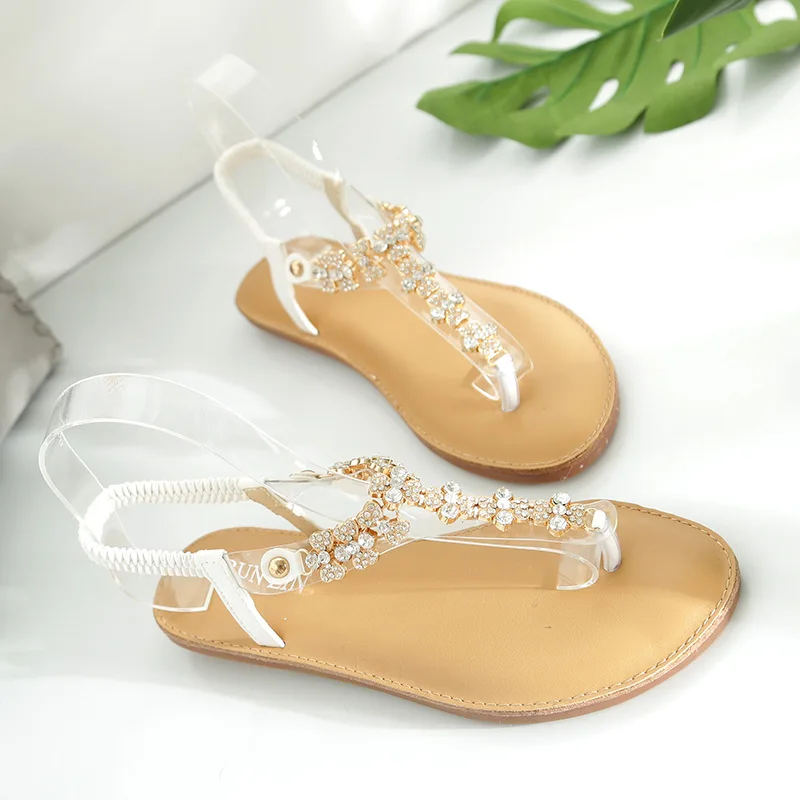 

2021 new women's sandals flat bottomed beach comfortable women's shoes elastic band