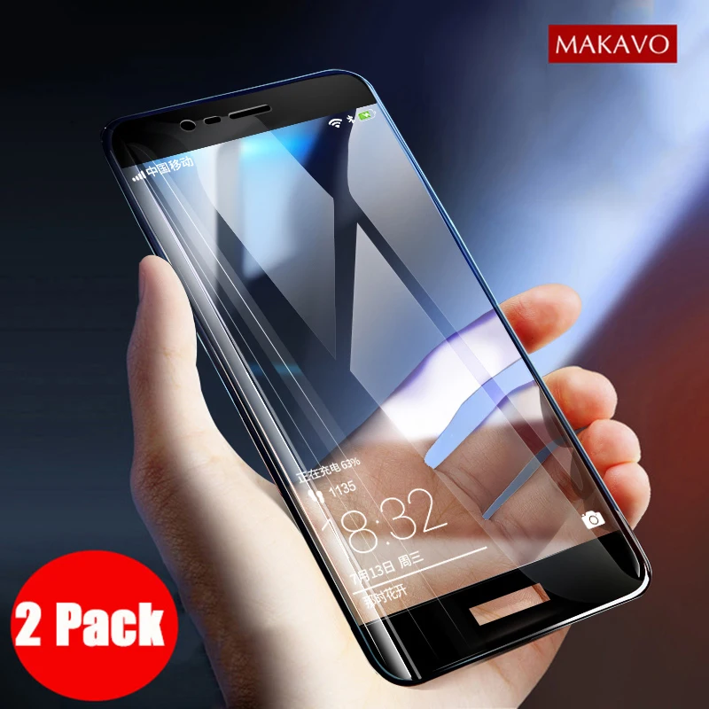 Black 2 Packs For Huawei Honor 8 Pro Tempered Glass 9H Explosion-proof Screen Protector Film For Huawei Honor 8 Pro Honor V9 Glass - Цвет: Black