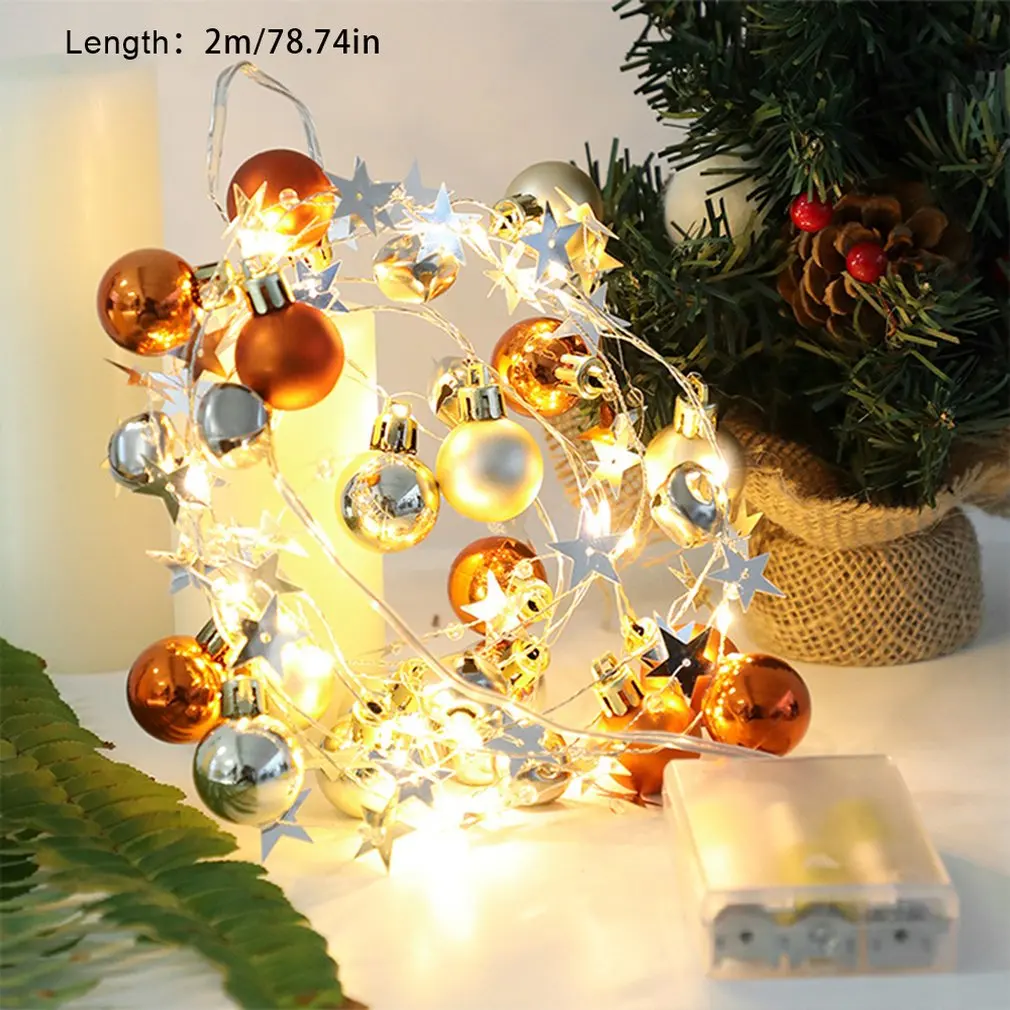 

2m 20 LEDs Silver Copper Wire Golden Ball Bell String Lighting for Christmas Home Party Decor Drop Shipping Wholesale Dropship