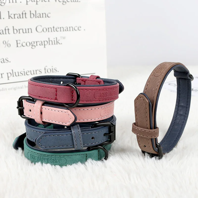

PU Leather Dog Collar Adjustable Double-sided Fluffy Cat Collar Puppy Text Printing Pet Collar Quality Supplier For Middle Dogs