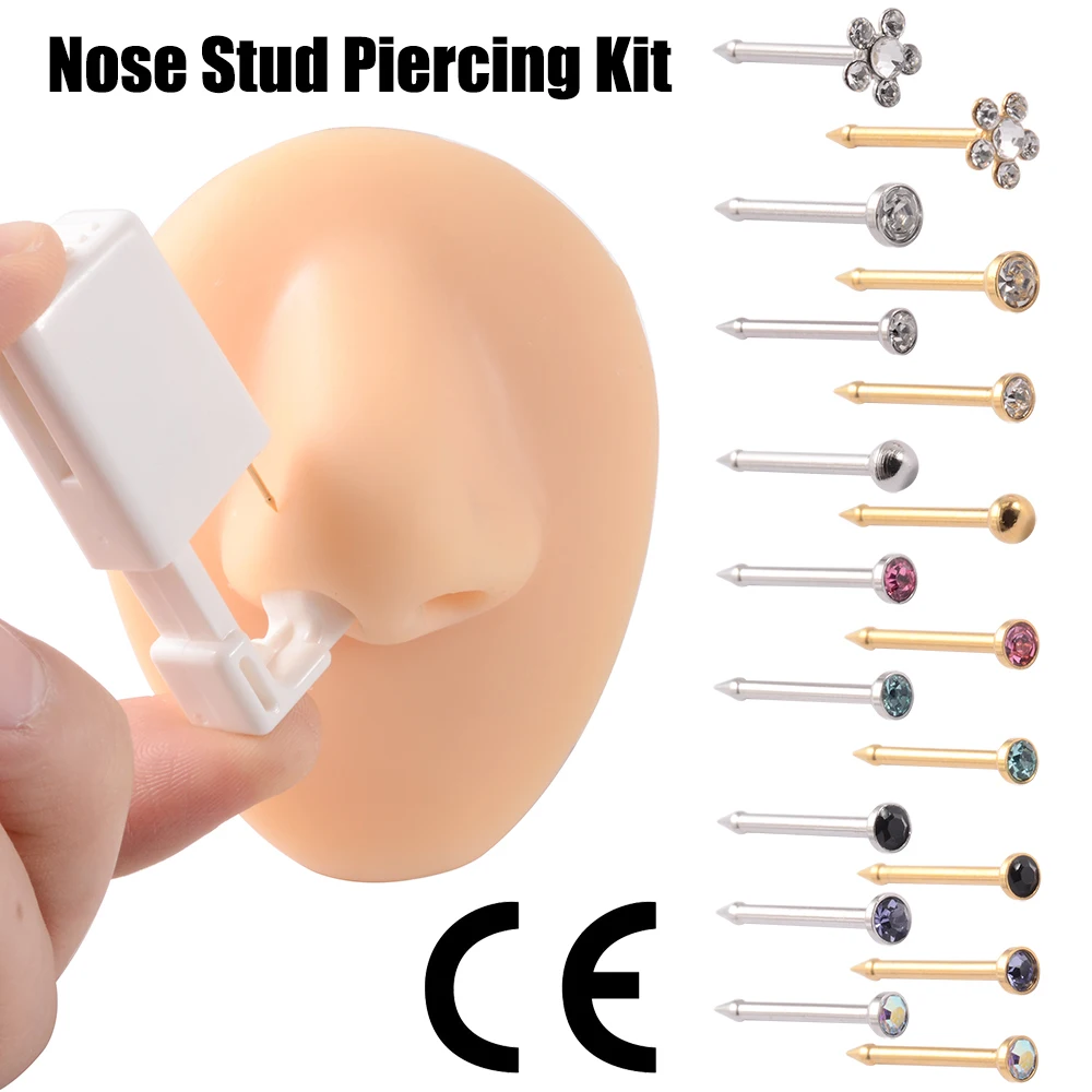 

1PC Disposable Safe Nose Piercing Unit Tool 316L Surgical Steel Sterilized Nose Studs Body Puncture Kit Jewelry 20G