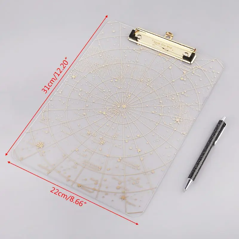 

A4 Starry Sky Transparent Clipboard Writing Pad File Folders Document Holders School Office Stationery