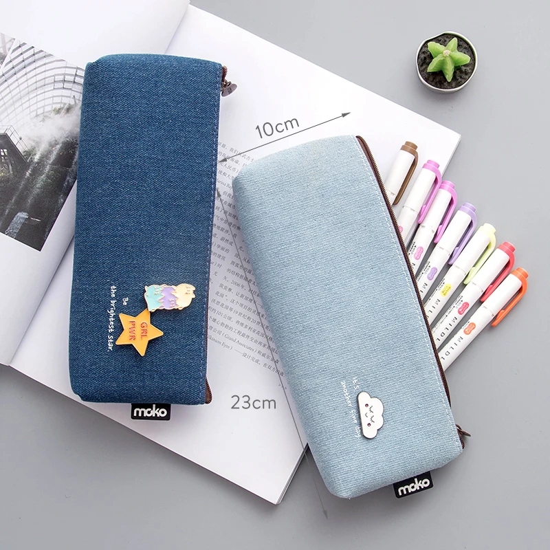 Каваи большой емкости Холст Карандаш Чехол эмалированная брошь ручка мешок