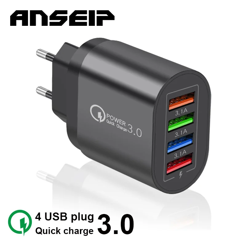

ANSEIP USB Quick Charger QC3.0 USB Charge For iPhone 13 12 11 Samsung Xiaomi Tablet Wall Charging USB Travel charge Plug Adapter