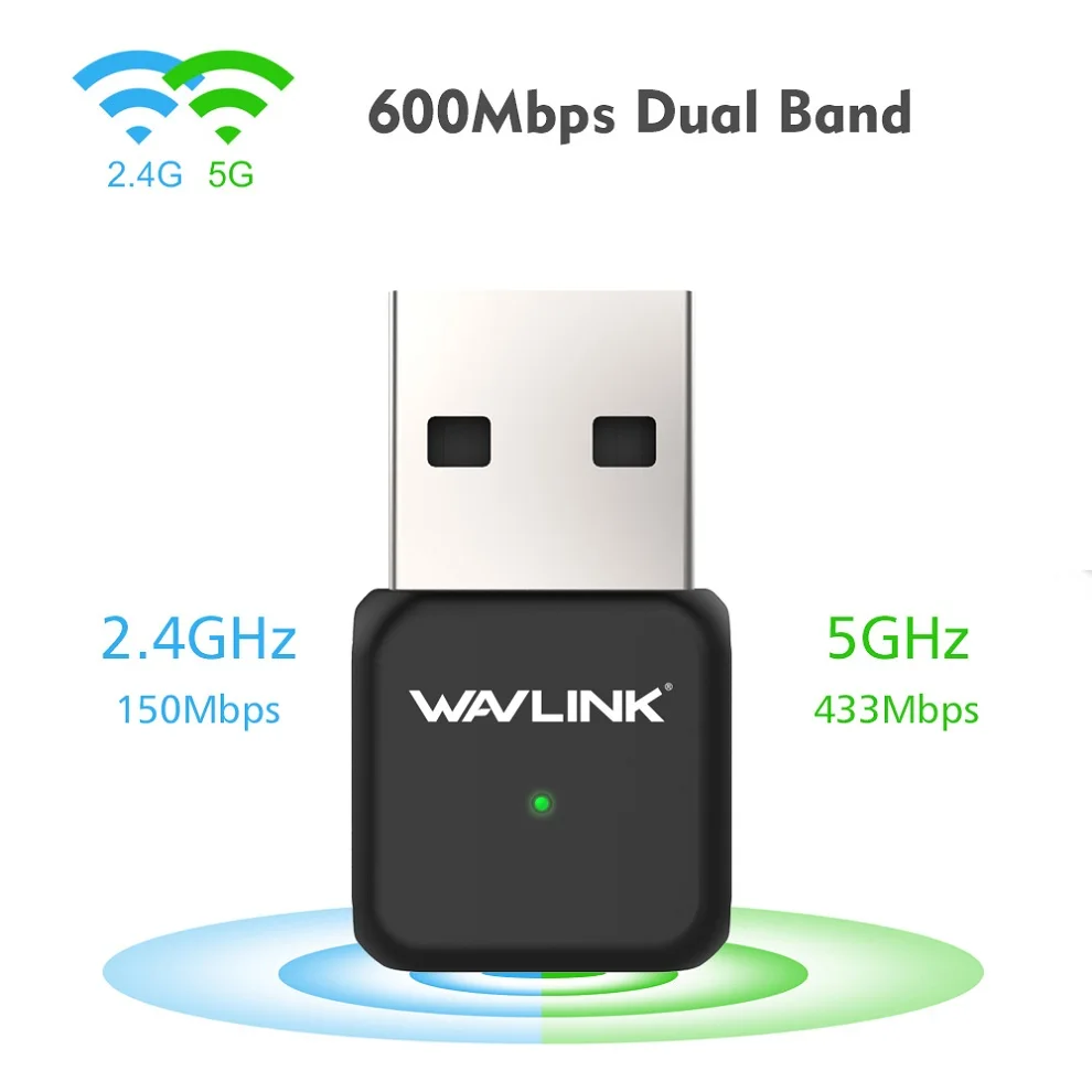 WL-WN681A1-A Wavlink USB Wifi адаптер 600 Мбит/с WiFi ключ двухдиапазонный 2,4/5 ГГц беспроводной USB Wifi приемник мини Сетевая Карта Антенна для рабочего стола - Цвет: WL-WN681A1-A
