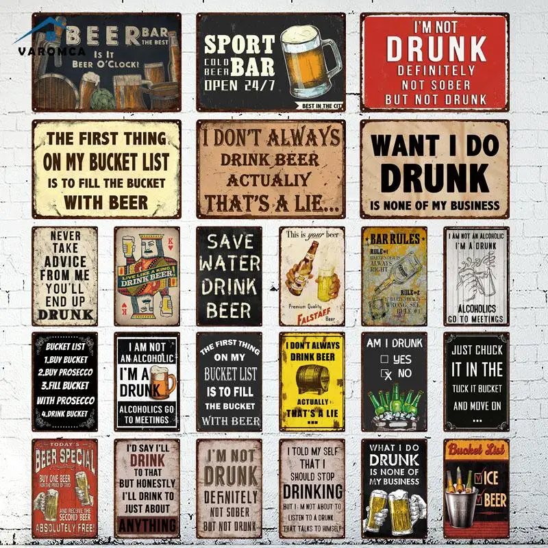 

Beer Plaque Vintage Metal Posters Tin Signs Home Bar Pub Decorative Metal Plates To Alcohol Wall Stickers Beer Poster