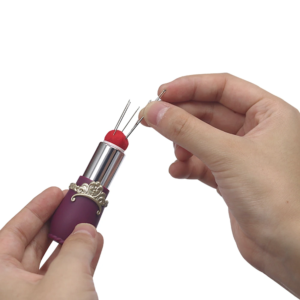 

New Lipstick Shaped Pin Cushion With 5 Sewing Needles Pincushions DIY Handcraft Tool For Stitch Sewing Needlework Accessory-20