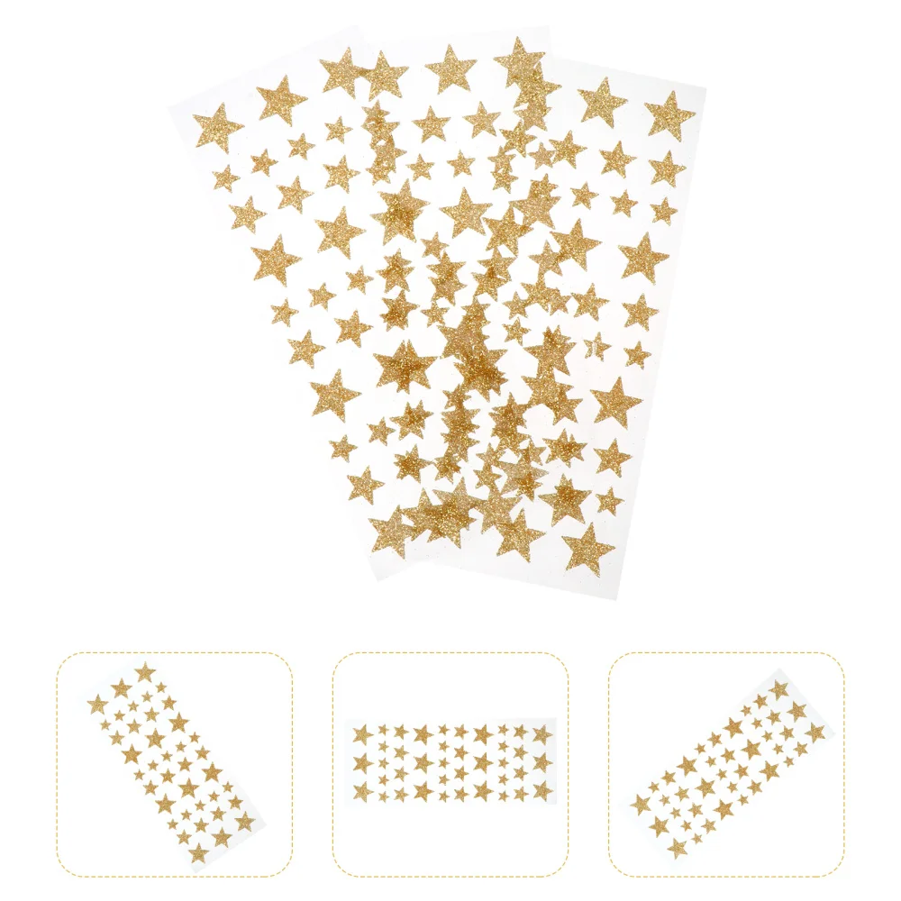

3 Sheets Lovely Kindergarten Rewards Sticker Glitter Adhesive Rewarding Labels