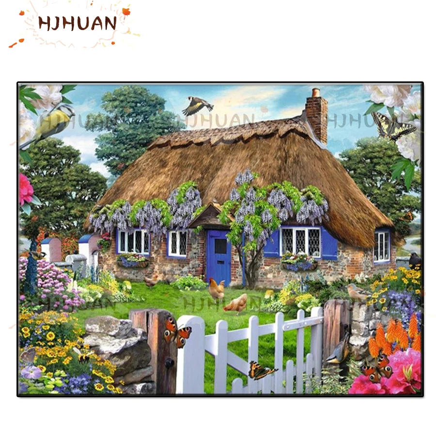 

5D DIY Forest hut scenery Diamond Painting Full Round Rhinestone Diamond Embroidery Cross Stitch Mosaic Home Decoration gift