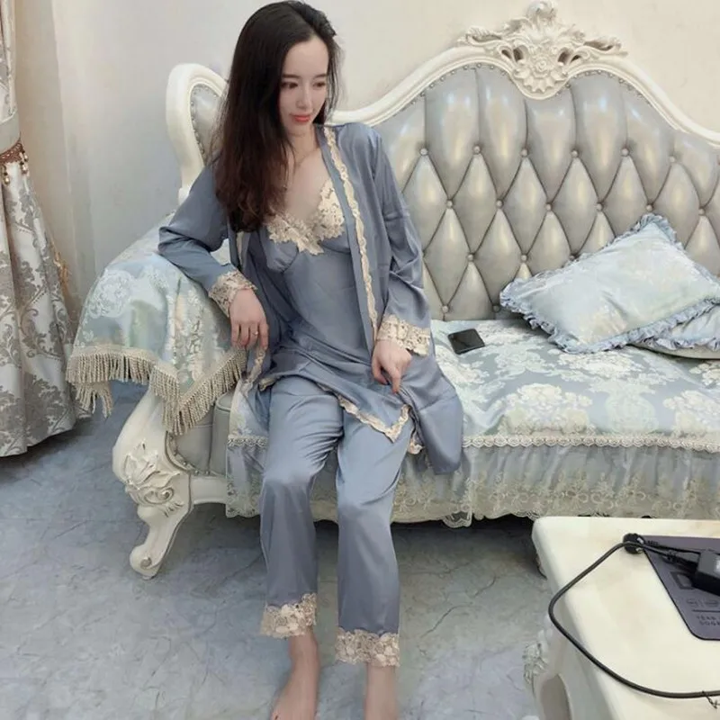 Ночная рубашка для женщин пижамный комплект из 5 предметов пижама с V-образным