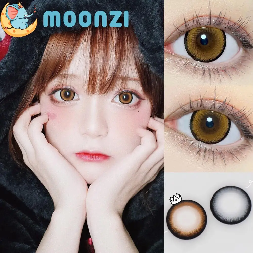 moonzi holy deer natural contact lens brown big beautiful pupil colored contact lenses for eyes yearly myopia prescription free global shipping