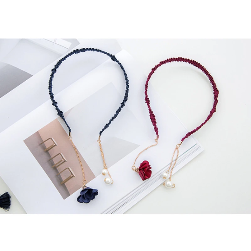 

Sweet Hairband Daily Wild Women's Simple Fashion Pearl Strap Pendant Headdress Korean Style Fringed Flower Headband