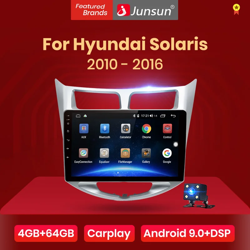 Junsun V1pro 4G + 64G CarPlay Android 9 0 DSP для Hyundai Solaris i25 2010 2016 автомобильный Радио Мультимедиа