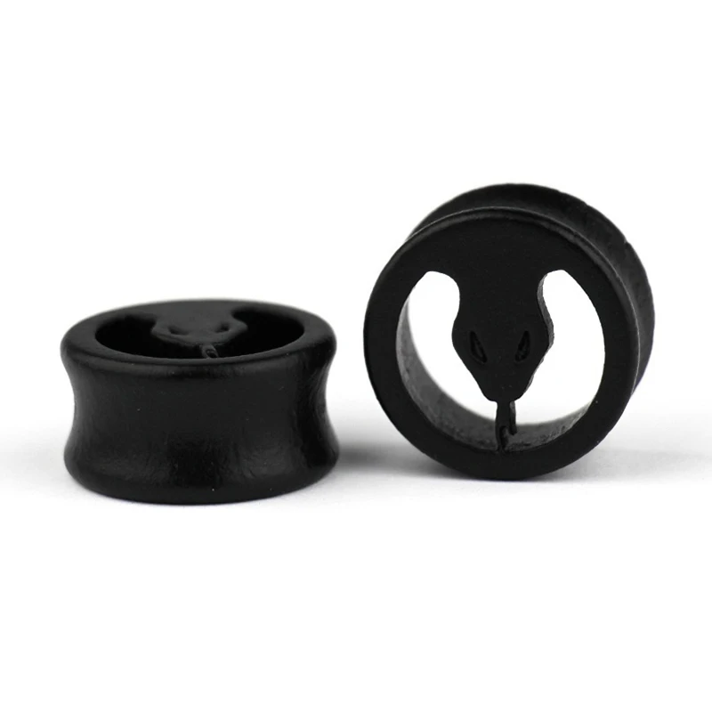 2 шт. пробки и туннели для ушей под змеиную кожу деревянные ушные сережки