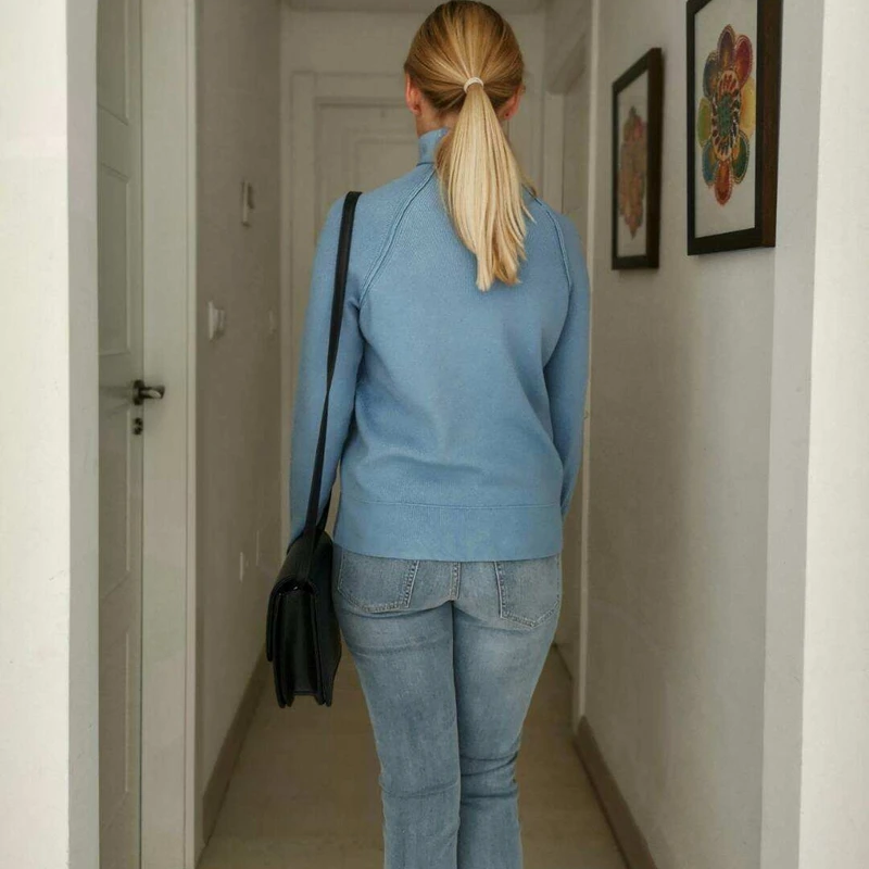 Женский Теплый свитер GIGOGOU трикотажный пуловер с высоким воротом и отверстиями