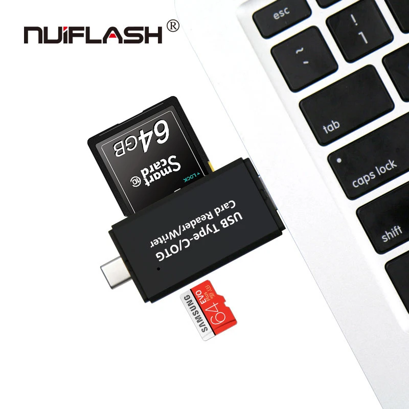 

Type C & micro USB & USB 3 In 1 OTG 2.0 Card Reader High-speed Universal OTG TF/SD for Laptop Phone Extension Headers Cardreader