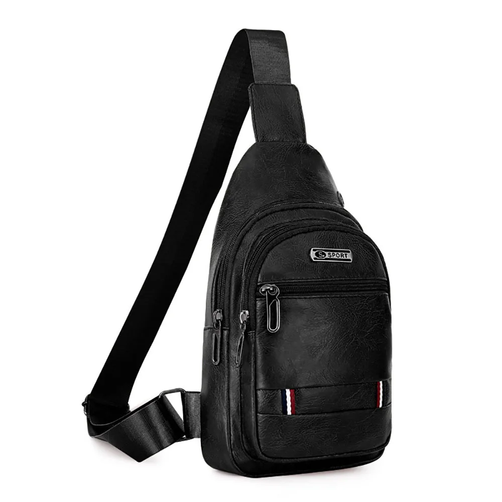 

PU Leather Men's Shoulder Bag Large Capacity Crossbody Bags For Men Multifunction Travel Working Male Chest Bags
