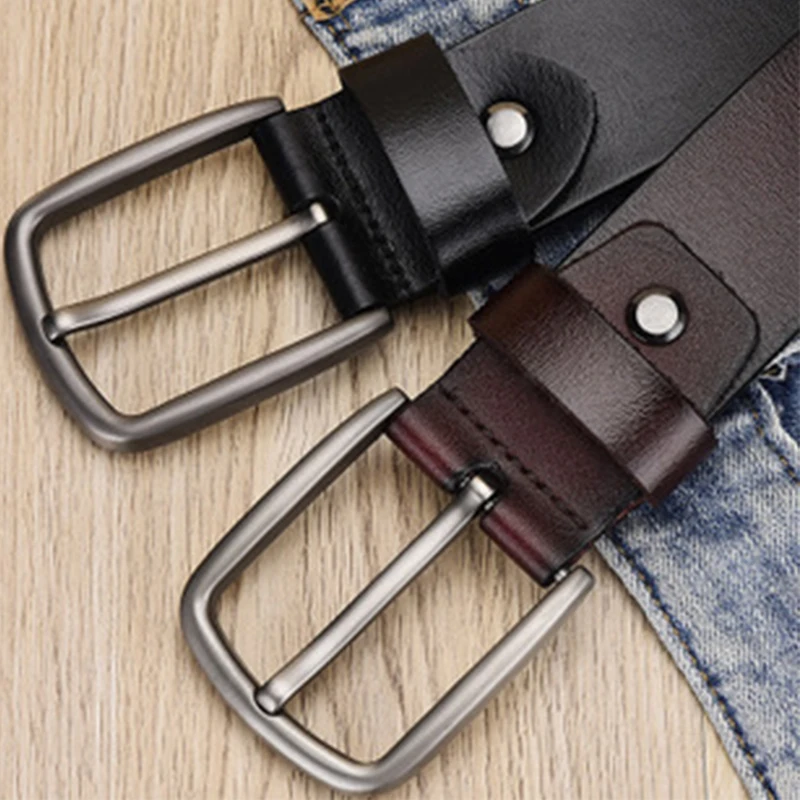 

Men's Belt Cowhide Genuine Leather Belt Men Alloy Pin Buckle Jeans Belt Cinturones Para Hombre Mens High Quality Luxury Belts