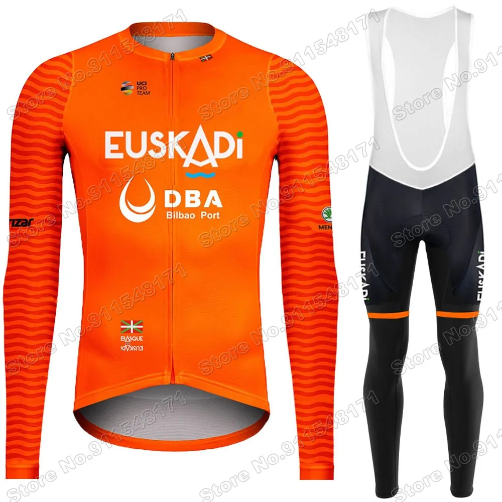 

Team 2021 Euskaltel DBA Euskadi Summer Cycling Jersey Set Clothing Suit Mens Long Sleeve MTB Bike Road Pants Bib Ropa Ciclismo