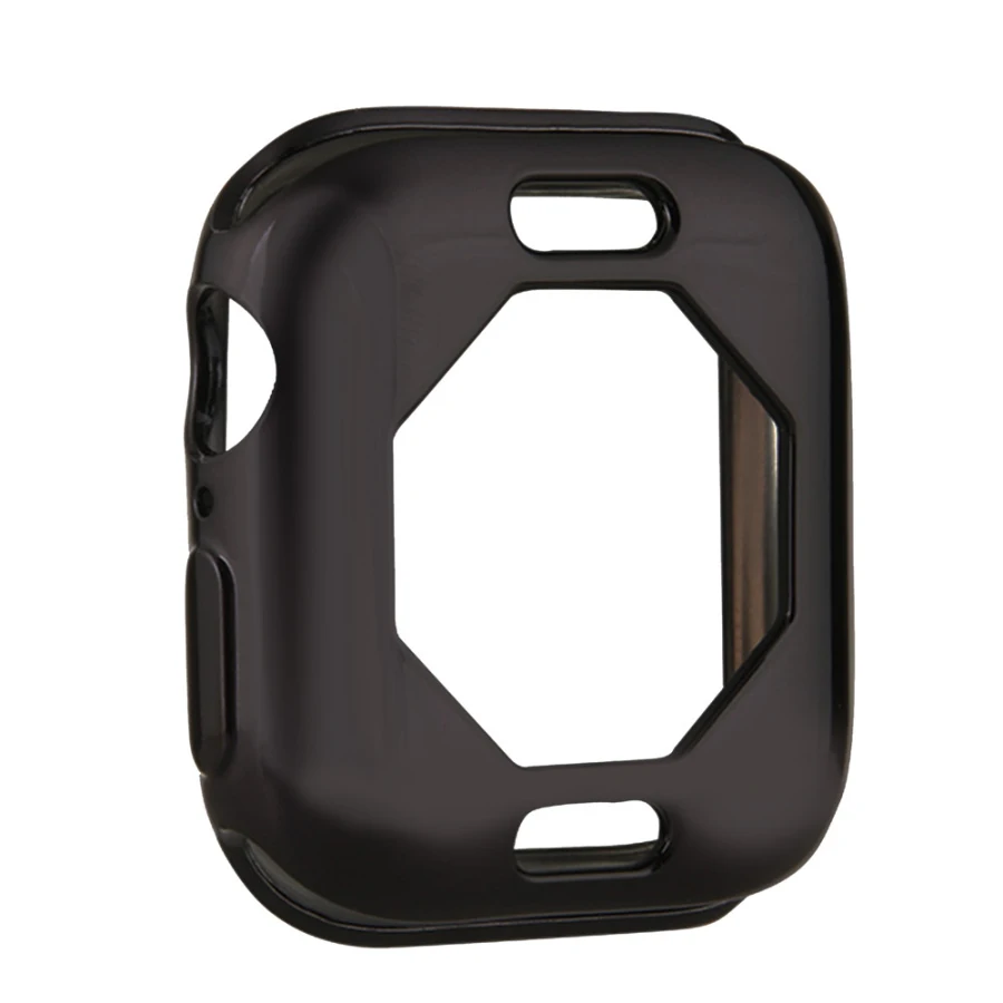 Чехол s для Apple Watch, 44 мм, 40 мм, серия 5, чехол с покрытием, TPU, мягкая защитная оболочка, защитная рамка для iWatch, 4 полосы, бампер - Цвет: Черный