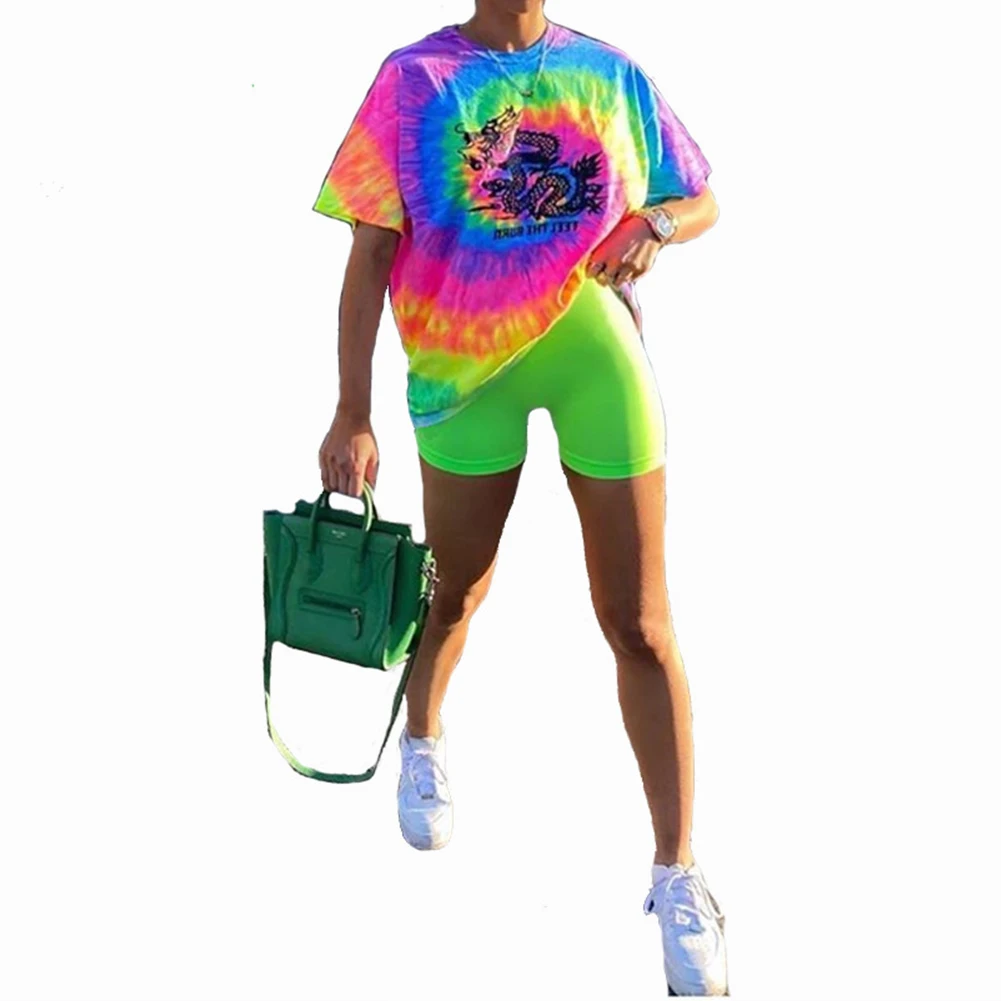 

Hirigin 2020 Fashion 2 Pieces Suit Set, Women s Floral Print Round Neck Short Sleeve T-Shirt and Solid Color Shorts, S/M/L/XL