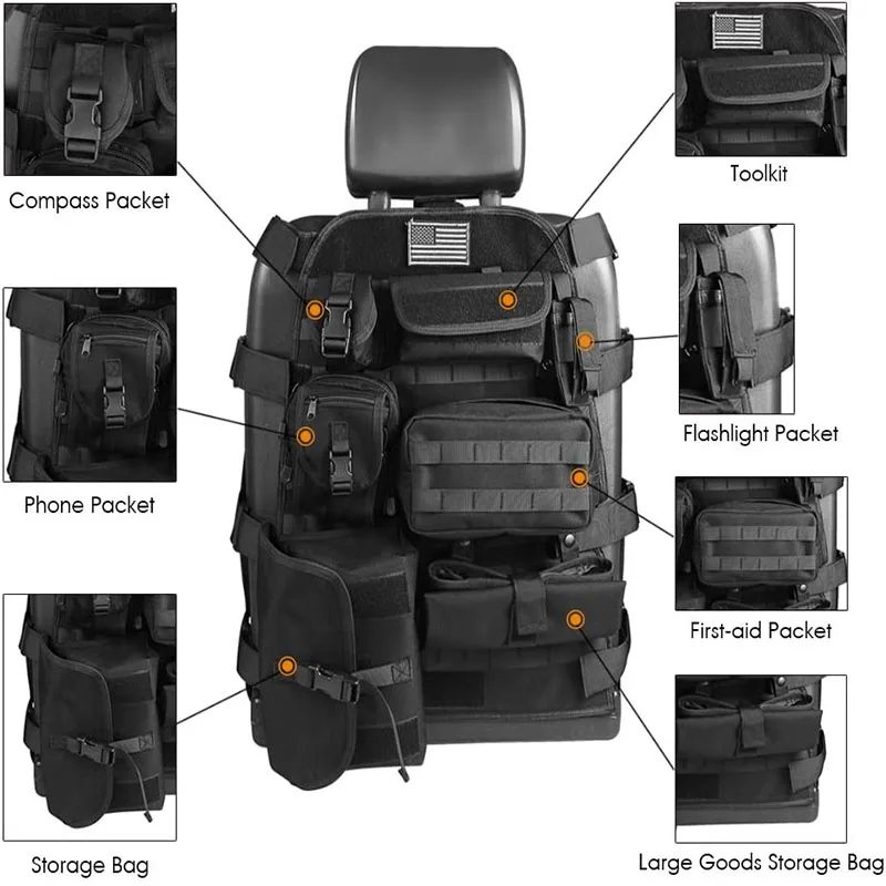 Универсальный чехол на сиденье с органайзером Мути-карман для хранения Jeep Wrangler