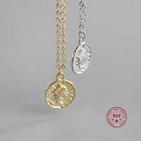 korean version of the best selling 100 s925 sterling silver jewelry portrait coin pendant retro simple style ladies necklace