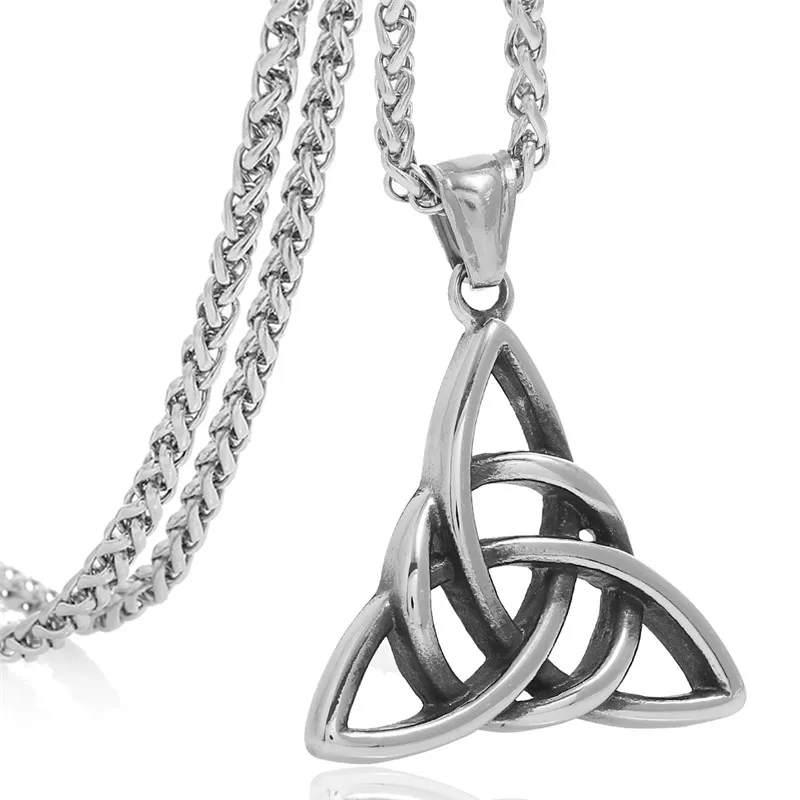 Винтажное ожерелье из нержавеющей стали с узлом кельтского ирландского трикета