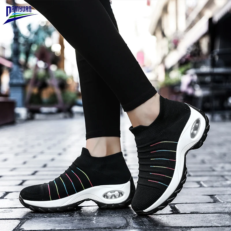 

2020 New Spring Fashion Shoe Women Platform Breathable Soft Sneakers Casual Mesh Flat Air Cushion Loafers Female