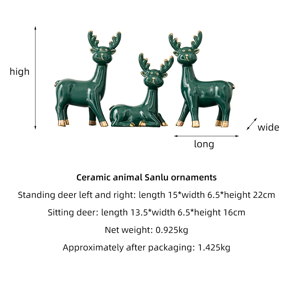 

Three deer Animal Ornaments Figurine ceramics deer Sculpture Living Room TV Cabinet Decor Home Office Desktop Decoration Gift