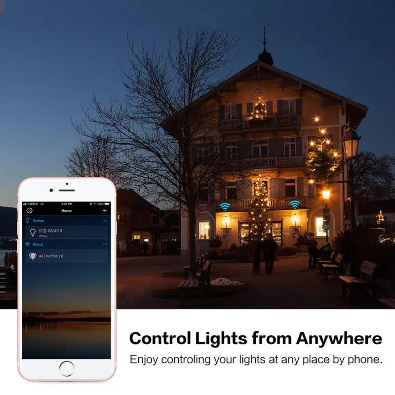 Умная Светодиодная лампа с Wi Fi светильник пульт дистанционного управления