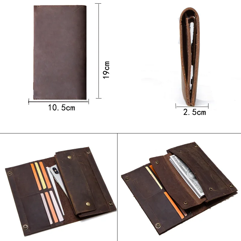

Men's Wallet Retro Suede Leather Long Leather Two Folds Clutch Bag Purse Simple Ultra-thin