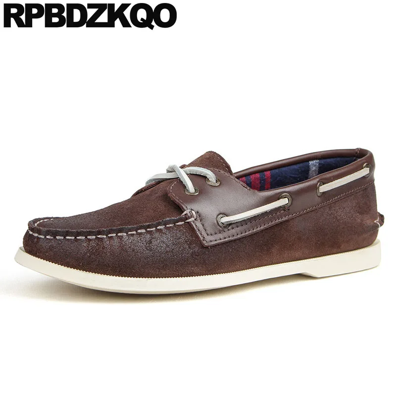 Italy Real Leather Cowhide British Style Men Shoes Luxury Brand Spring Brush High Quality Driving Genuine Boat Brown Rubber | Обувь
